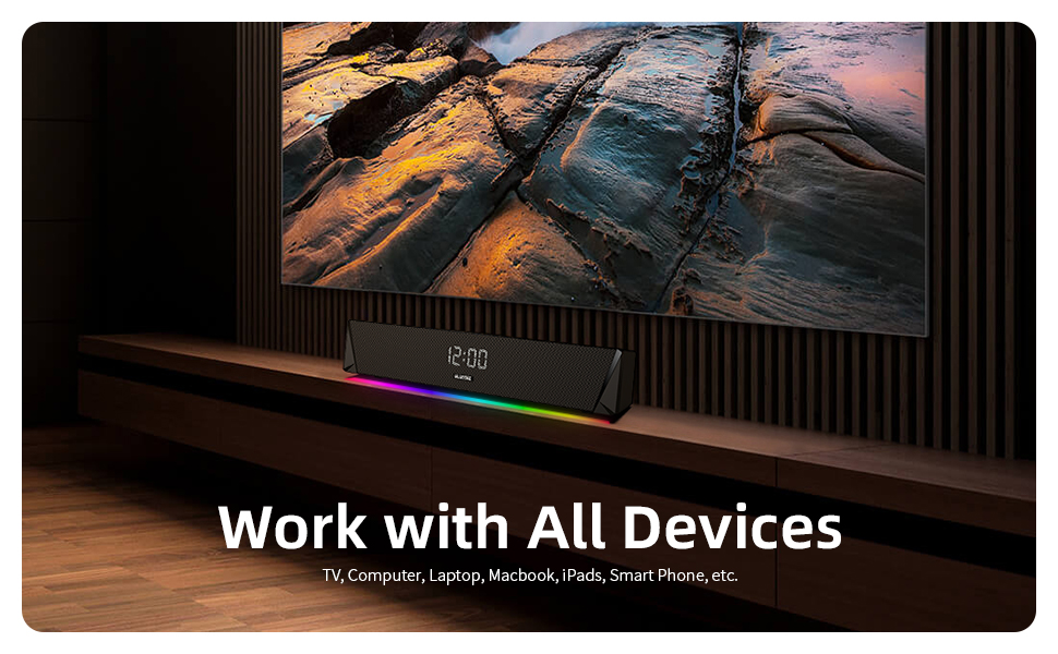 Sound Bars for 32inch, Cinematic Sound Bar with Bass