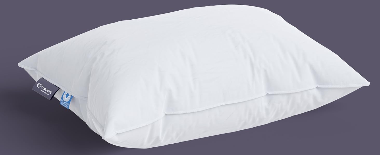 Lincove Signature 100% Canadian White Down Pillow - Luxury Sleeping Pillow for Back, Stomach