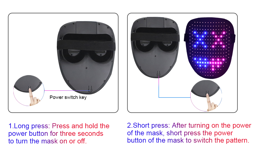 PYue Halloween LED Mask with 50 Patterns, Gesture Transforming