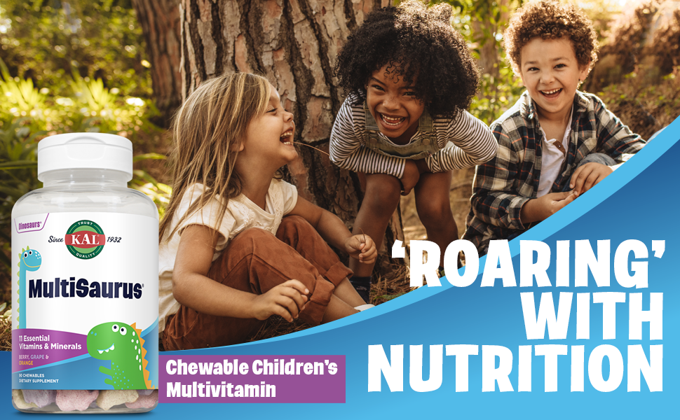 KAL Kid’s MultiSaurus Vitamins & Minerals Berry, Grape & Orange Children’s Multivitamin 90 Chewables