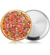 Herogo 12 Inch Stainless Steel Round Pizza Pan Plates Set of 2, Large Healthy Pizza Tray Platter ...
