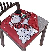 SearchI 4 Pack Christmas Seat Covers for Dining Room Chairs Stretch Printed Xmas Chair Seat Cover...