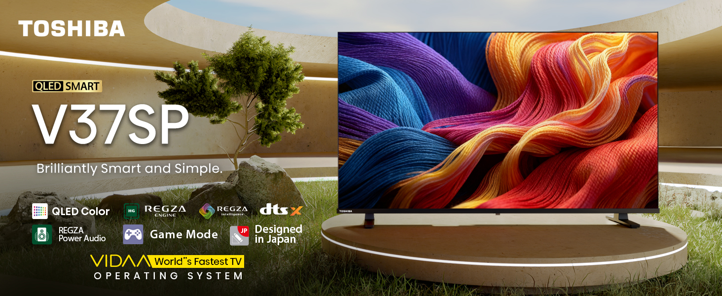 Toshiba 40 Inch QLED Smart TV (40V37SP) | 60 Hz | REGZA Engine, VIDAA OS, Game Mode, DTS Virtual:X, WiFi, Direct LED