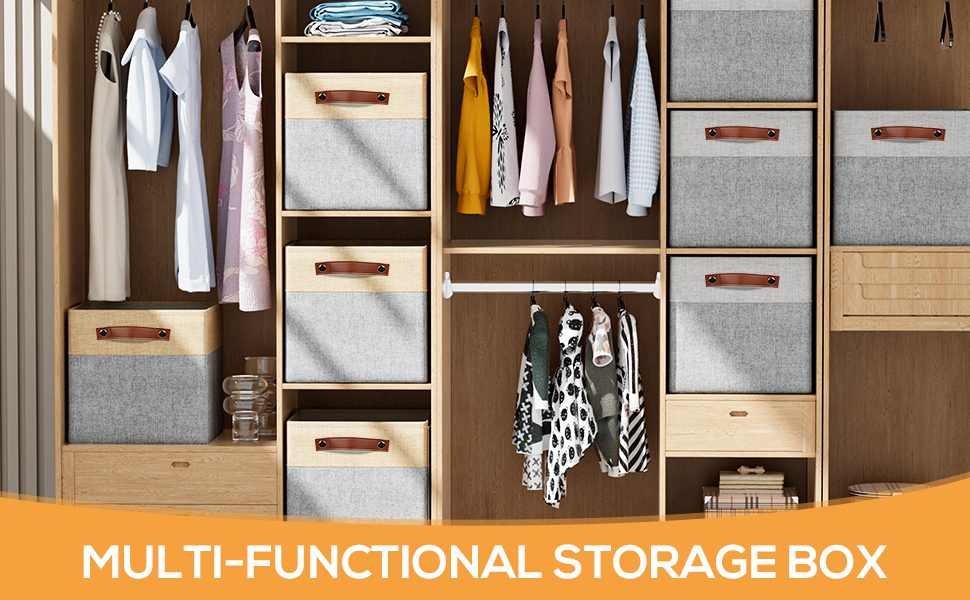 Mivcinn Storage Basket 3 Pack White/Grey with Handles and Base Panel