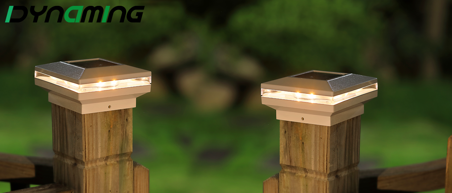 Dynaming 6 Pack Solar Post Lights, Outdoor Decorative Post Cap Light, Solar Powered White Shell