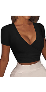 Short sleeve wrap top