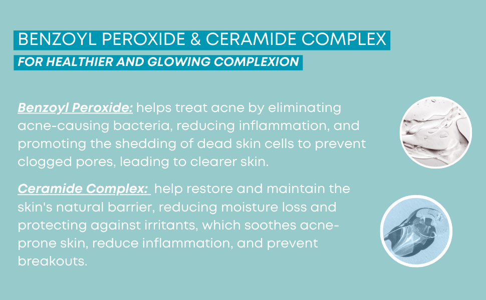 benzoyl peroxide and ceramide complex eliminates acne