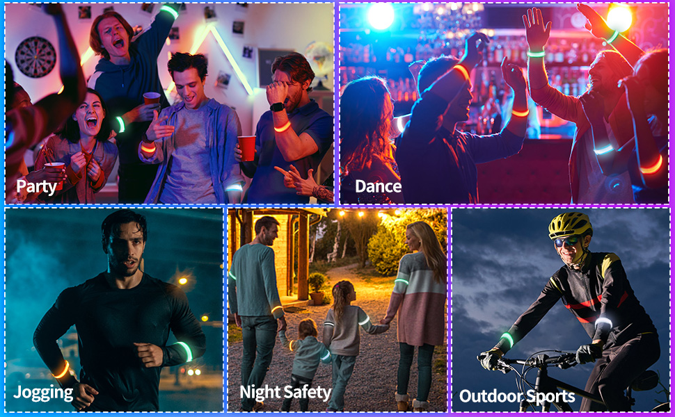 bracelet wrist armband band belt walk safety run party blinking knuckle reflectors wearable slap toy