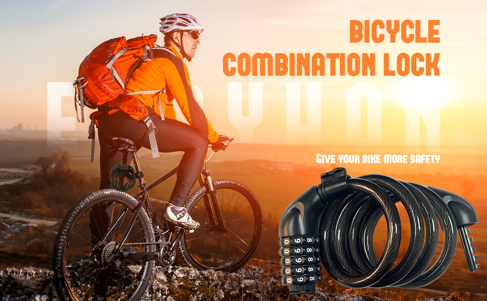 EXRYHON Bike Lock with 5Digit Code, 1.2M/4Ft Weatherproof Heavy Duty