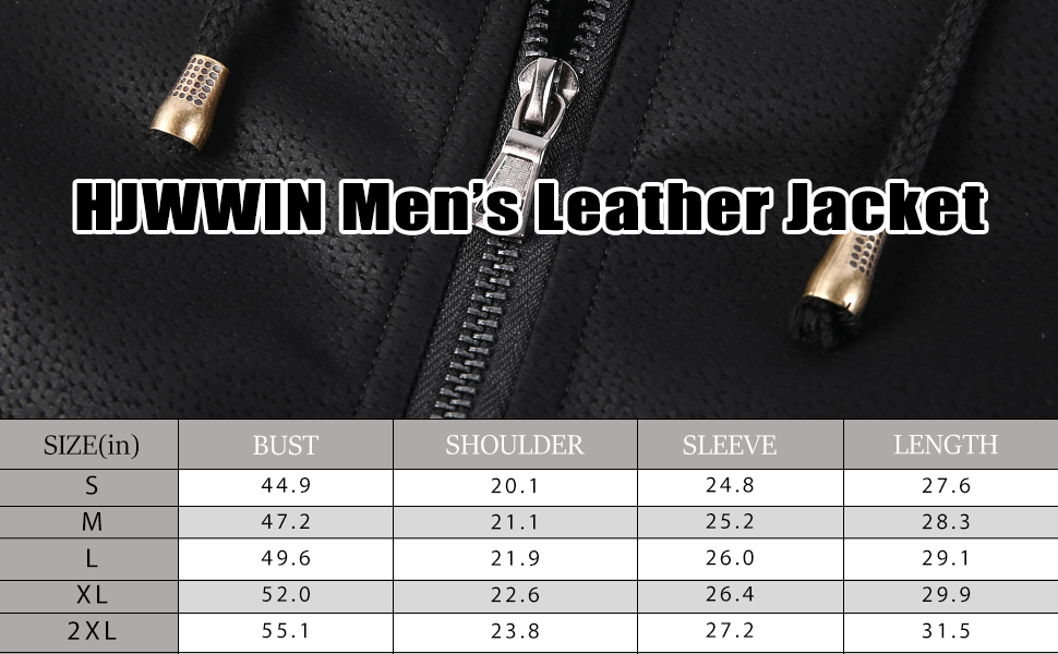 leather jacket size chart