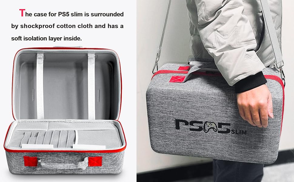 ASNOMY Carrying Case Compatible with PS5 Slim, PS5 Slim Travel Case Hard Shell Carry