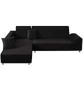 Elehealthy Sectional Sofa Covers 2 Pcs Stretch Couch Slipcover for L Shape Couch Chaise Sofa Furn...