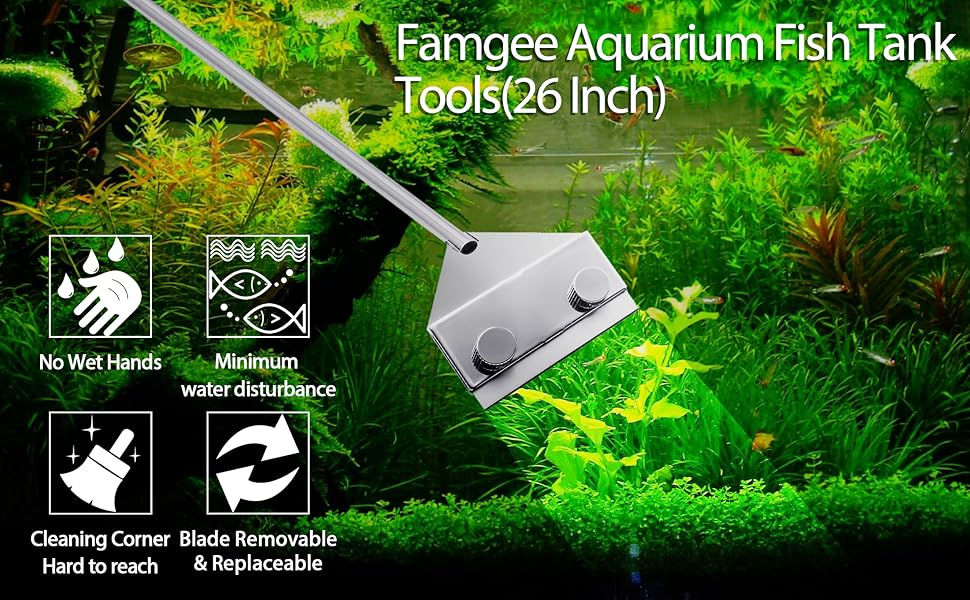 Famgee Aquarium Fish Tank Tools Kit Stainless Steel