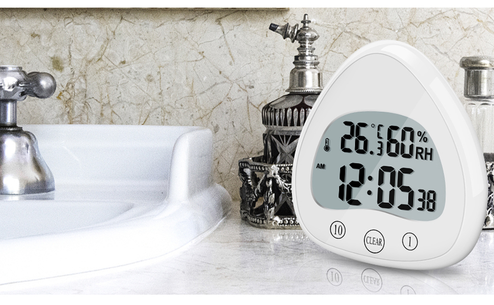 Coikes Digital Bathroom Clock Waterproof Shower Clock Timer LCD