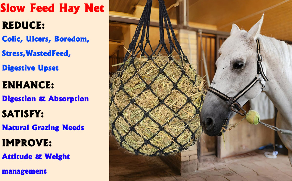 Slow Feed Hay Net for Horses Goat Sheep,Hanging Hay Bag Feeder,