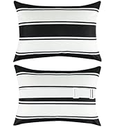 Adabana Outdoor Waterproof Pillow for Chaise Lounge Chair 2 Pack Black and White Stripe Headrest ...