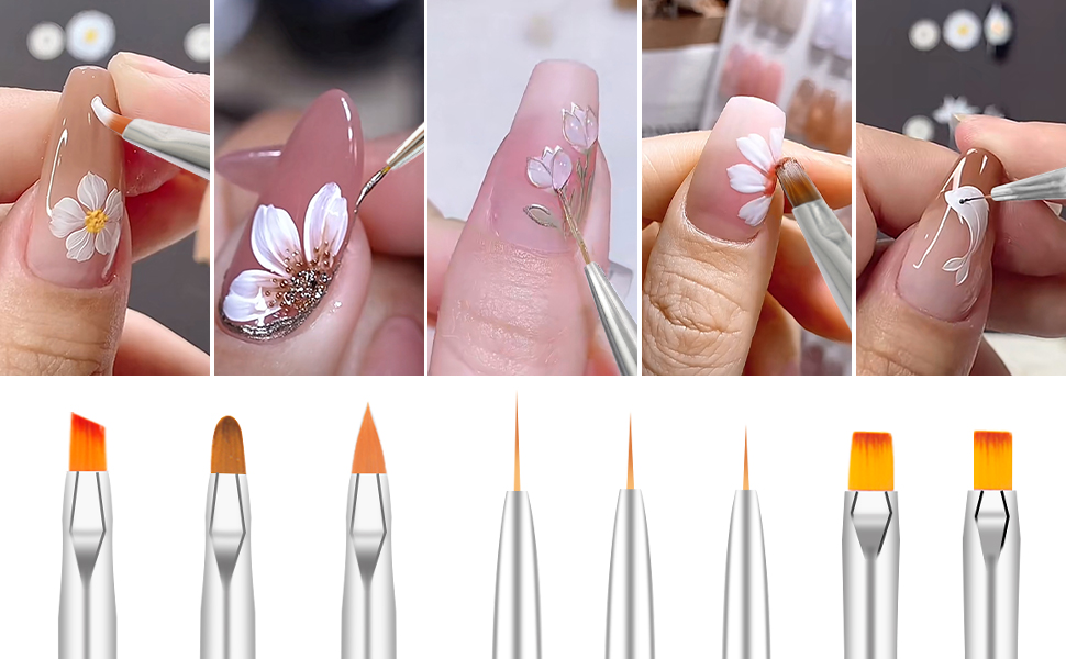Diesisa 8pcs Nail Art Brushes Set 9 nail art brushes