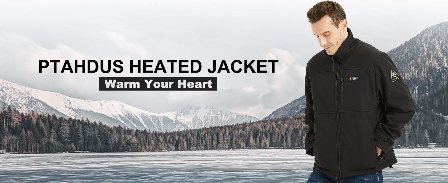 PTAHDUS Men’s Heated Jacket with Battery Pack 7.4V, with Hand Warmer