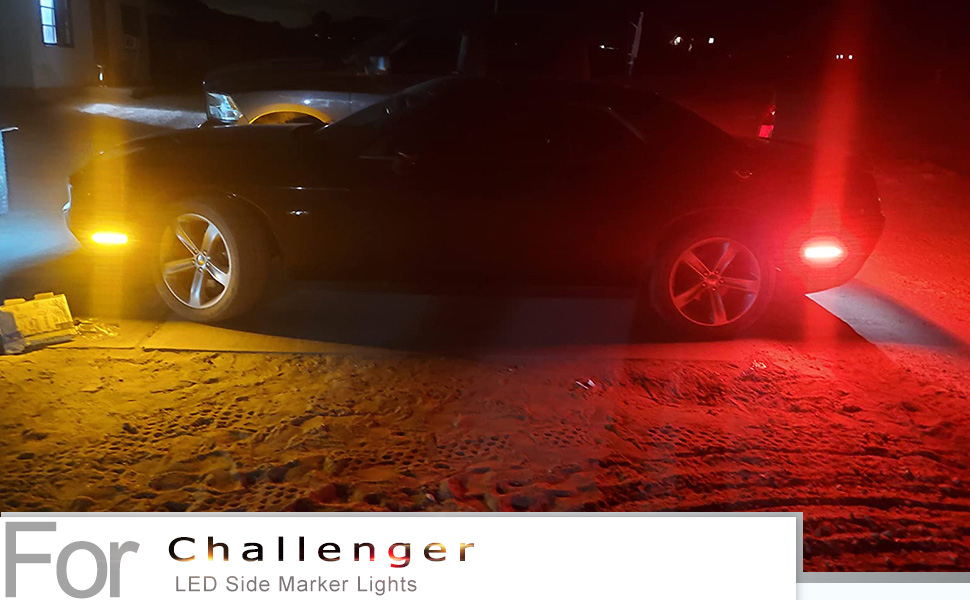 NJSBYL Smoked Lens Challenger LED Side Marker Lamp Light Kits for Dodge