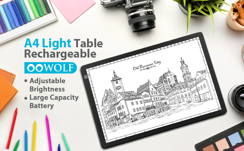 Light Box Drawing,A4 Tracing Board Battery Powered Light Box Pad, Ultra