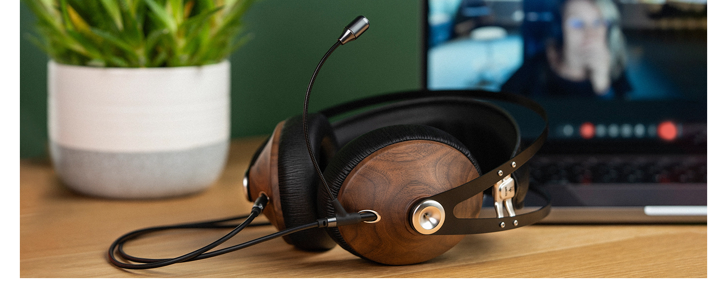 Meze Audio 99 Classics Walnut Silver and Boom Mic Gaming Headset fit for Remote Work