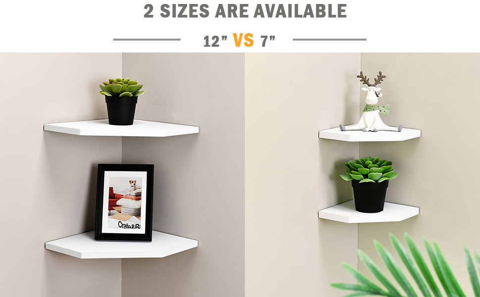 WELLAND 12Inch Floating Corner Shelves Set of 2, Wall