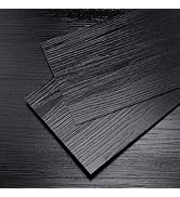 Yun-aeon Black Peel and Stick Floor Tiles 12-Pack 18 Sq Ft Black Stripe Self Adhesive Wood Grain ...