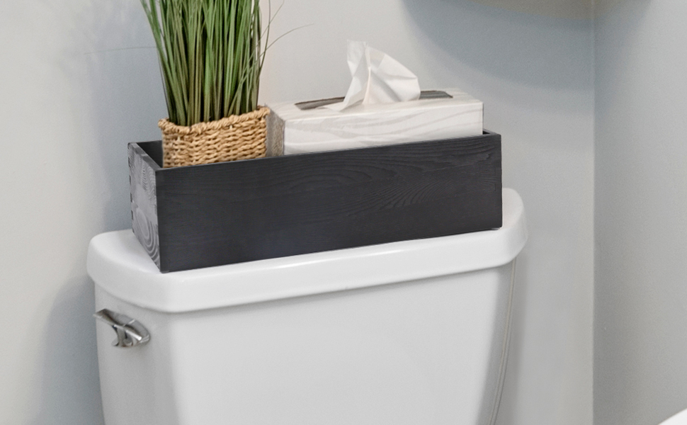 LotFancy Bathroom Decor Box, 2 Pack Wooden Toilet Paper