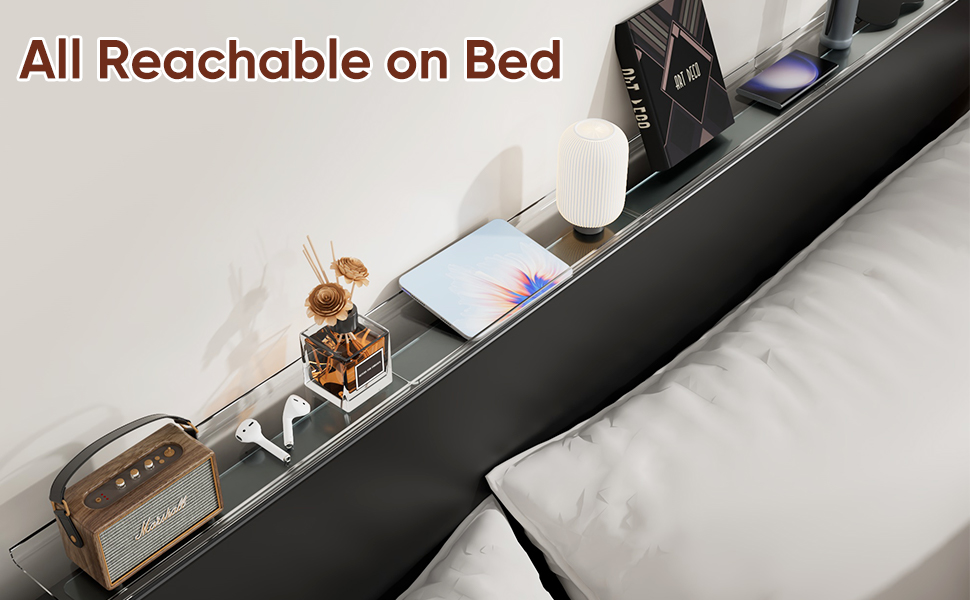 LUOLAO Clear Acrylic Floating Headboard Shelf Set of 4, Bed