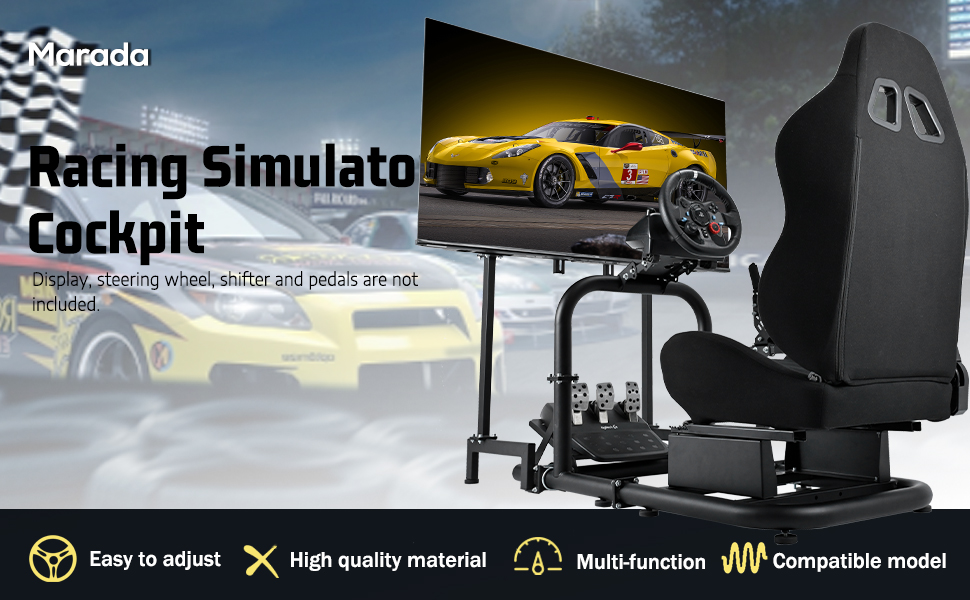 Marada Driving Simulator Cockpit with Monitor Stand