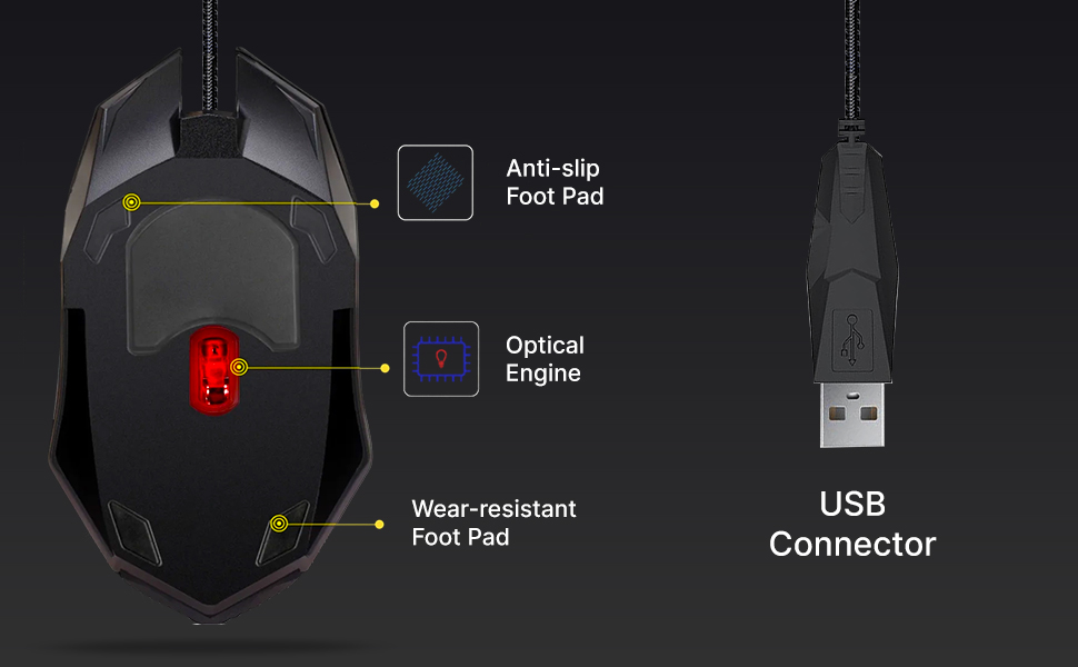 ptron flick mouse wired