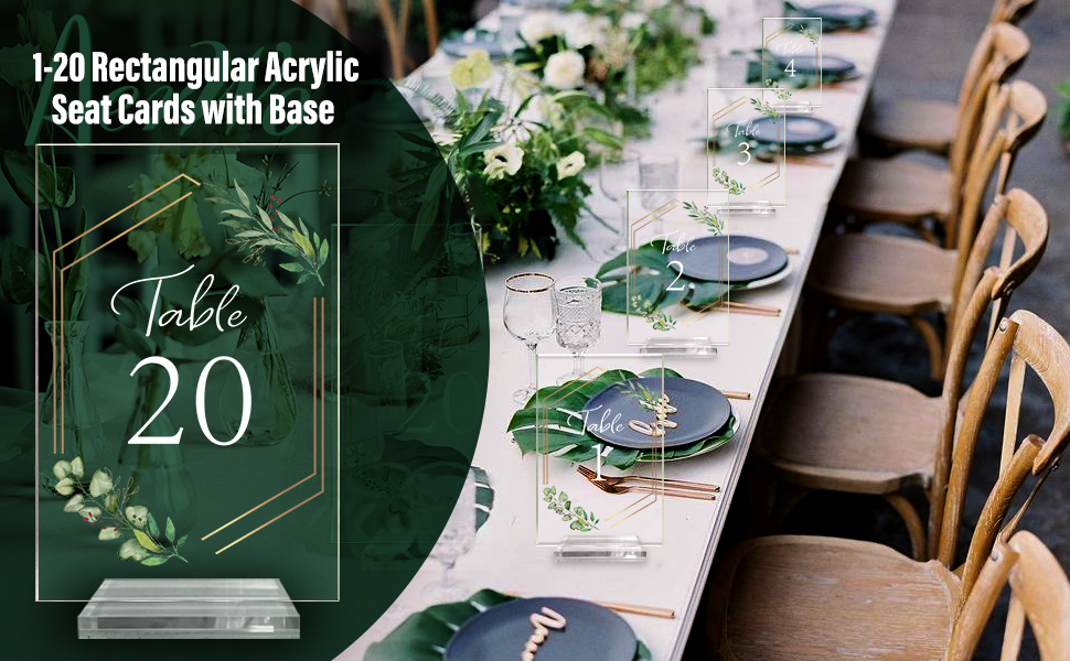1-20 Rectangular Acrylic Seat Cards with Base