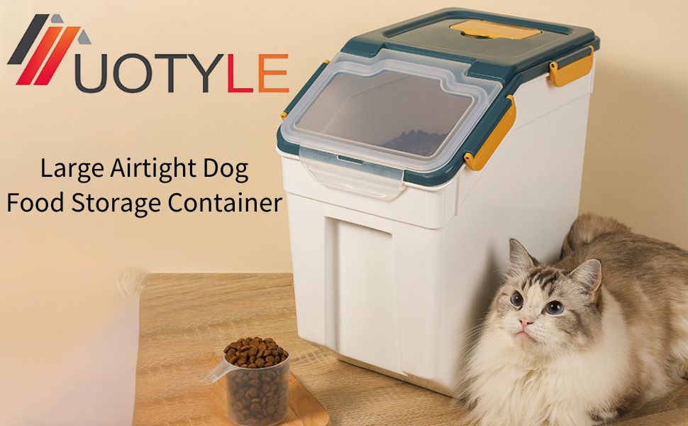 Uotyle Dog Food Storage Container, 2PCS Large Airtight Pet Dog Food Bin