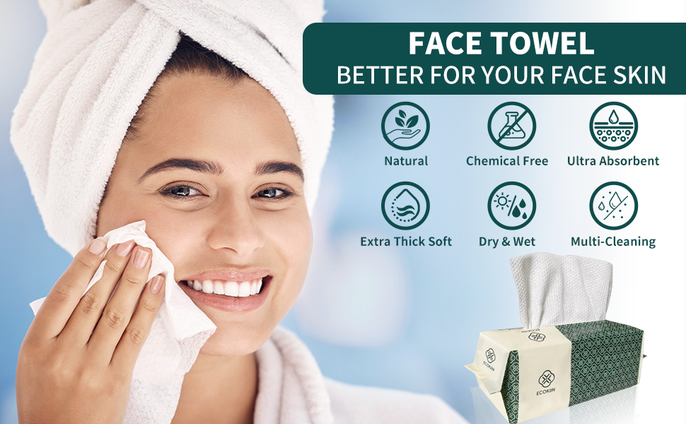 Ecokiin Disposable Face Towel for Skin Care, Biodegradable