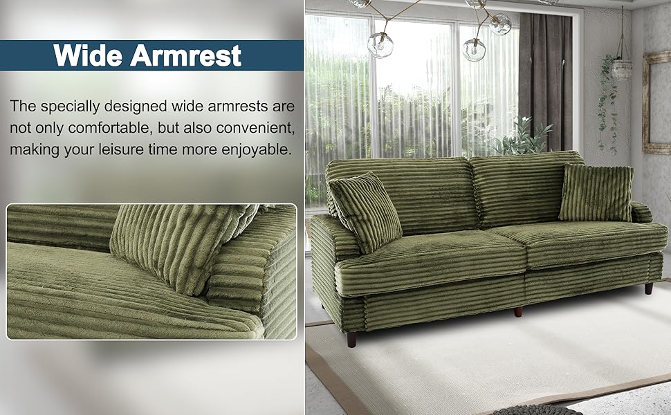 Green Corduroy Sofa Couch4