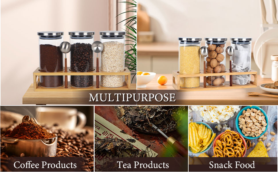 Coffee Container for Ground Coffee, Glass Coffee Canister, Food Storage Containers