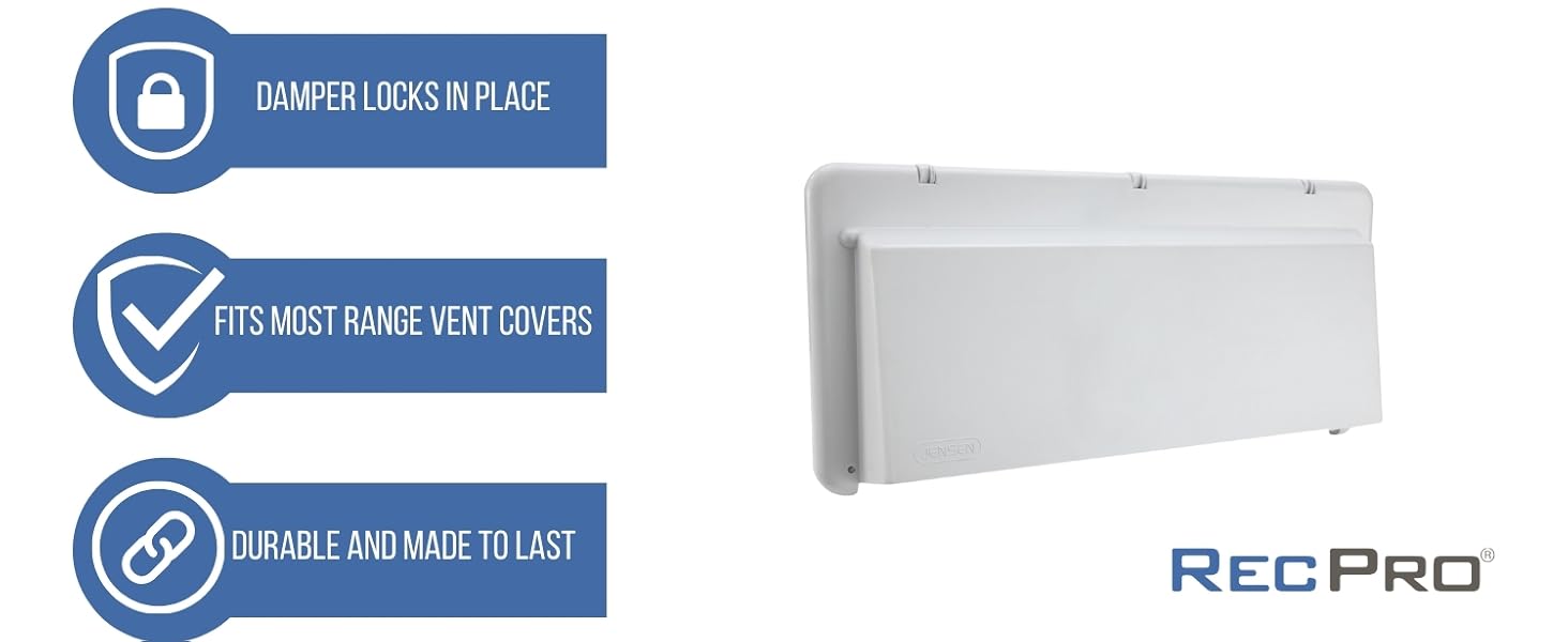 RecPro RV Range Vent Cover with Locking Damper White