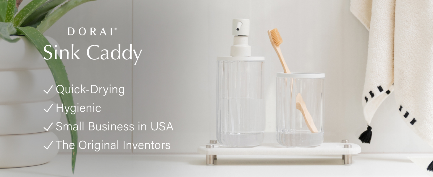 Dorai Sink Caddy is quick-drying, hygienic, made from a USA small business