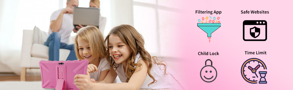 a mother and daughter lying on a bed with a laptop