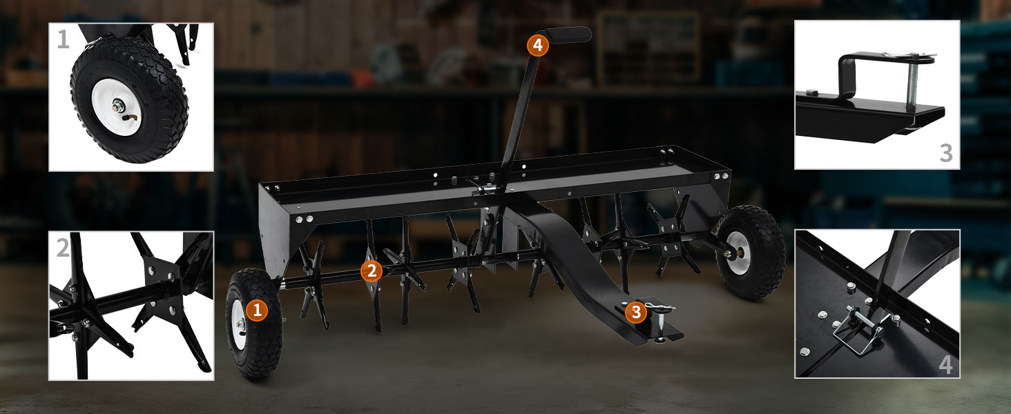 YITAMOTOR 48" Tow Plug Lawn Aerator with Universal Hitch