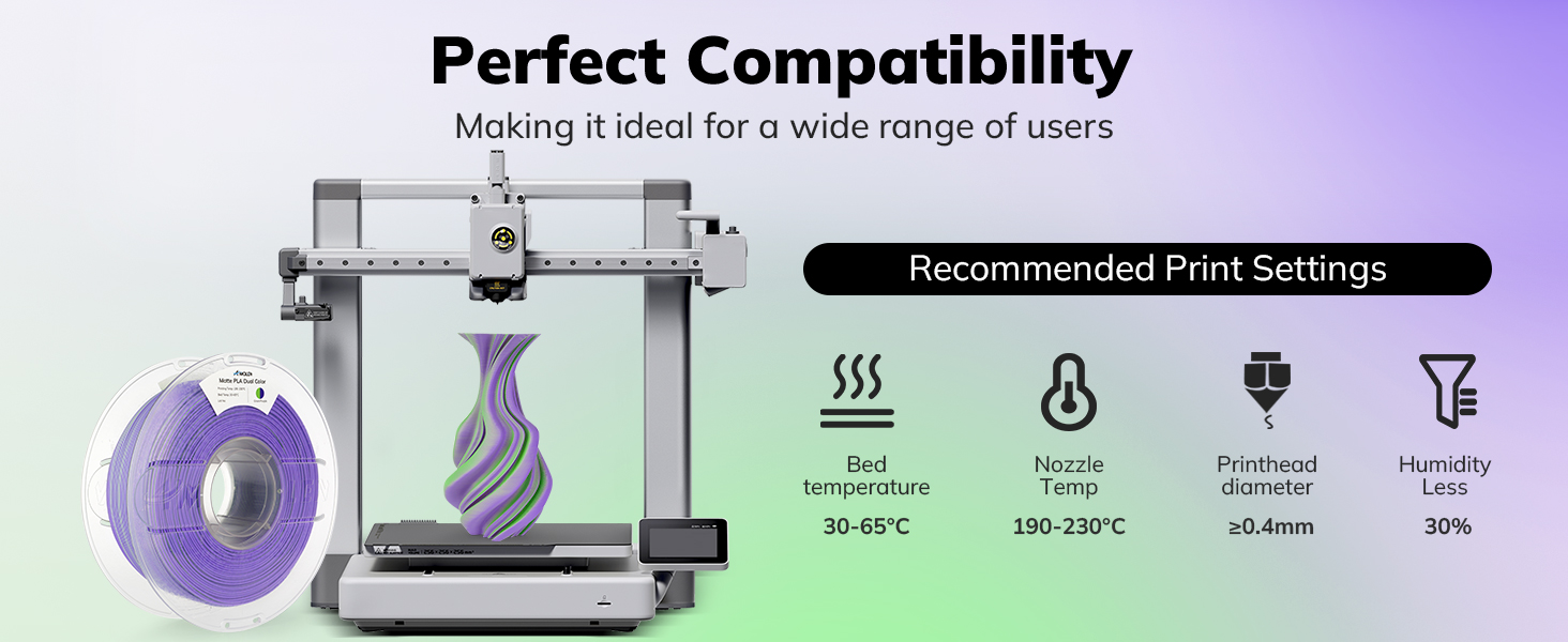 Dual Color PLA Filament Matte PLA 1.75mm multicolor 3D Printer FDM Shining magic pla Color Change