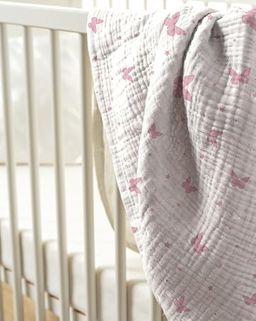 SANDJEST Minky Blankets with Muslin and Dotted Fleece