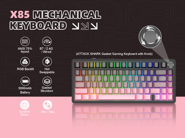 ★MM23　85cm 740g★ Amazon.com: ATTACK SHARK X85 Wireless Mechanical Gaming