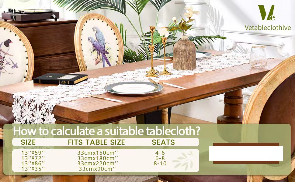 Vetableclothlve White Lace Table Runner, Summer Table