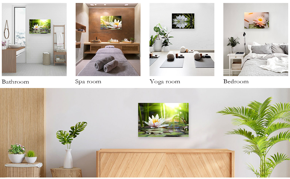 CCWACPP Lotus Flower Canvas Print Wall Art Zen Pictures