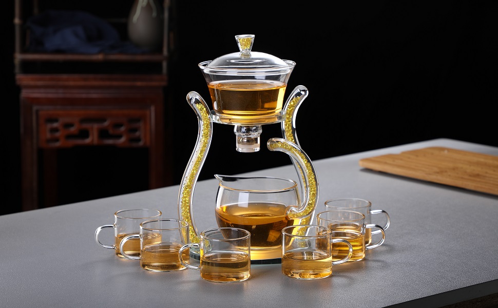 RORA Lazy Kungfu Glass Tea Set Water Diversion