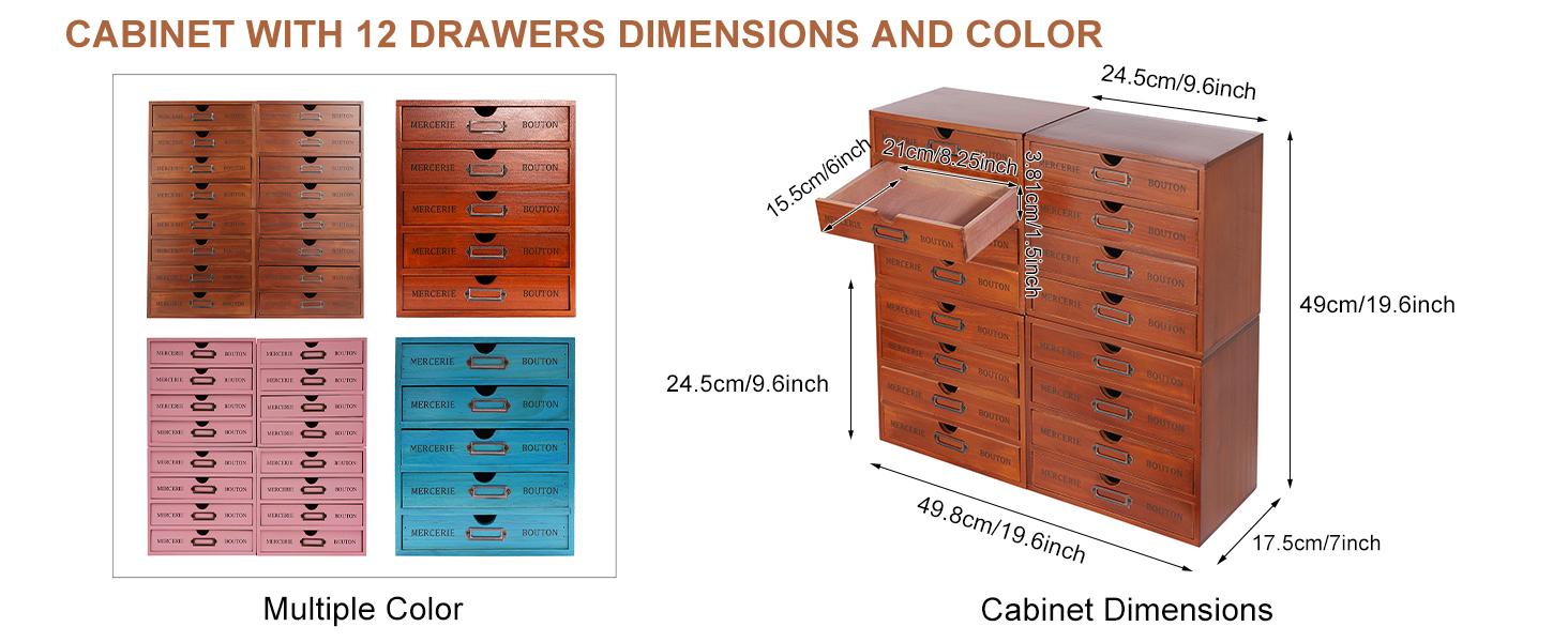 Vintage 16Drawer Wooden Desk Organizer, Vintage Wooden