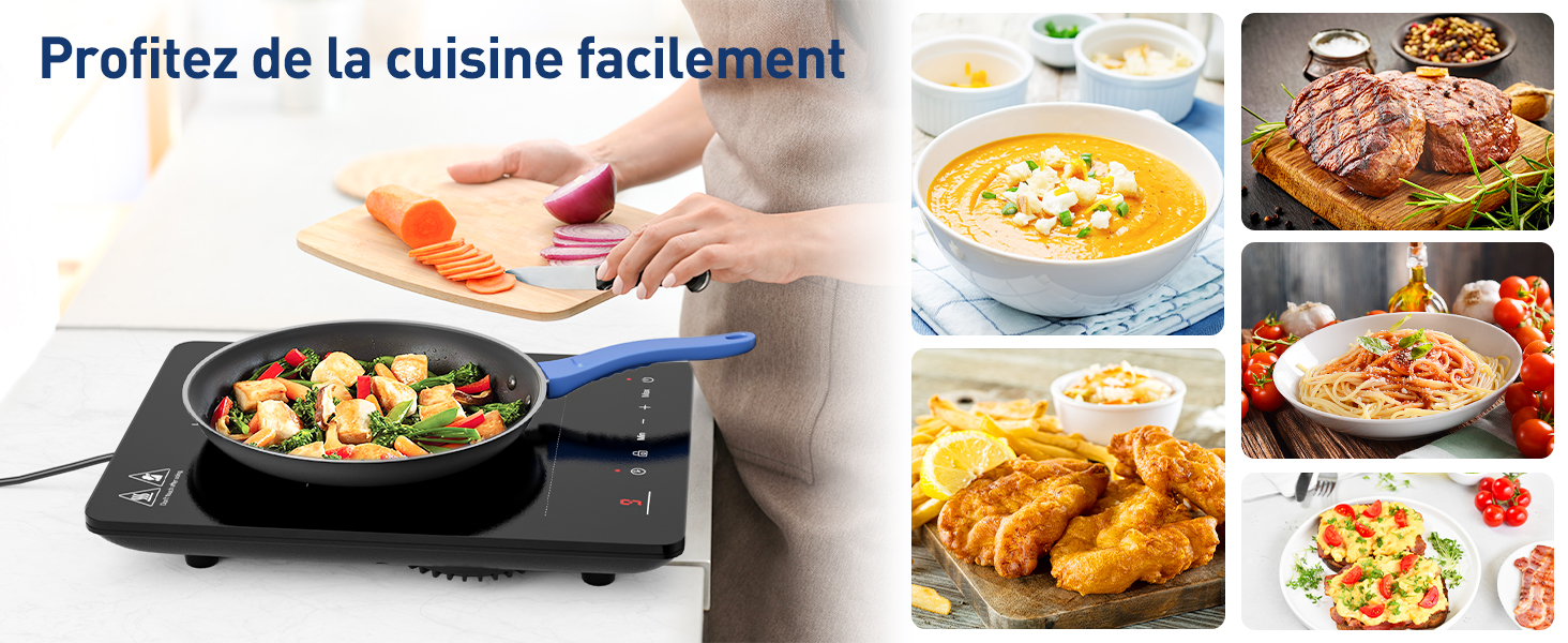 Plaque à Induction Portable, Table Induction 1 Foyers, Plaque De Cuisson à Induction 2100W Avec Minuterie, Verrou Enfants 12 induction portable