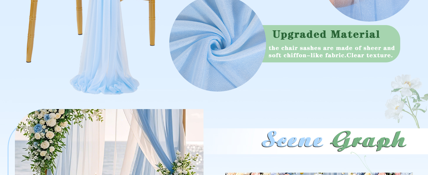 Light Blue Chair Sashes for Wedding Party