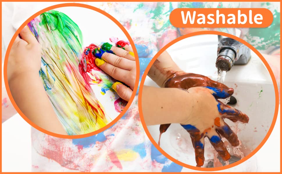 Funto Washable Finger Paint for Kids, Safe & Non-Toxic Finger Painting for Toddlers 1-3, Bath Paint, Toddler Art Painting Supplies, Kids Age 1 2 3 4 5 6+, 10 Assorted Colors(2.1 fl.oz) 9 washable